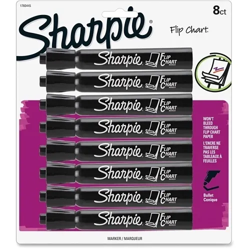 Sharpie 1760445 Flip Chart Marker, Broad Bullet Tip, Black, 8-Pack