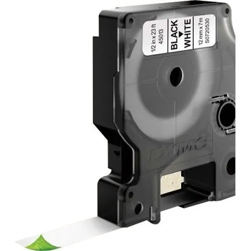 DYMO 1761554 Label Manager Series Labeling Tape, Standard D1 Cartridge, 3/8in x 23ft, White/Black Print, 6-Pack