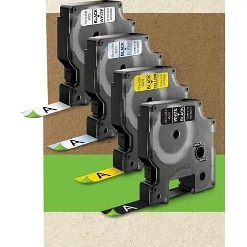 DYMO 1761554 Label Manager Series Labeling Tape, Standard D1 Cartridge, 3/8in x 23ft, White/Black Print, 6-Pack