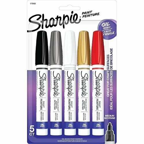Sharpie 1770458 Oil-Based Paint Markers, Medium Tip, Assorted, Metallic Colors, 5-Pack
