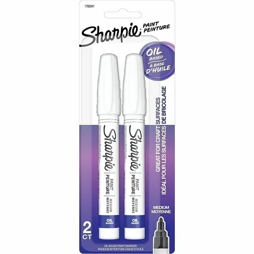 Sharpie 1782041 Oil-Based Paint Markers, Medium Tip, White, 2-Pack