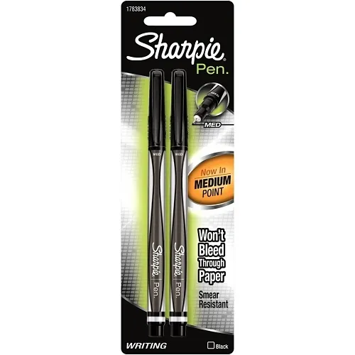 Sharpie 1783834 Pen Medium Point, 0.8mm, Black, 2-Pack