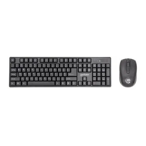 Manhattan 178990 Wireless Keyboard and Optical Mouse Set, (1) 2.4 GHz USB-Dongle Connection for Both, Black