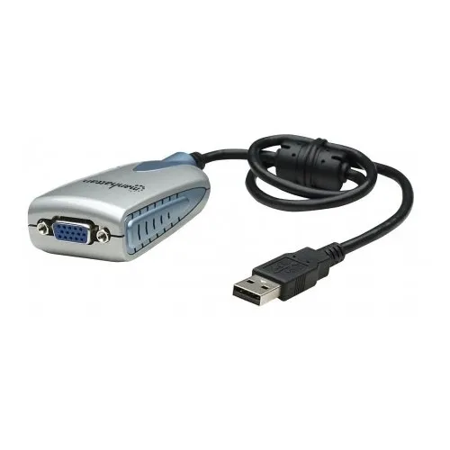 Manhattan 179225 Hi-Speed USB 2.0 SVGA Converter, Supports up to 6 Additional Displays, Silver / Blue