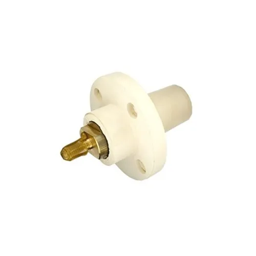 Leviton 17R22-W Female Panel Receptacle, Taper Nose, 90°, Threaded Stud, 250-750 MCM, White