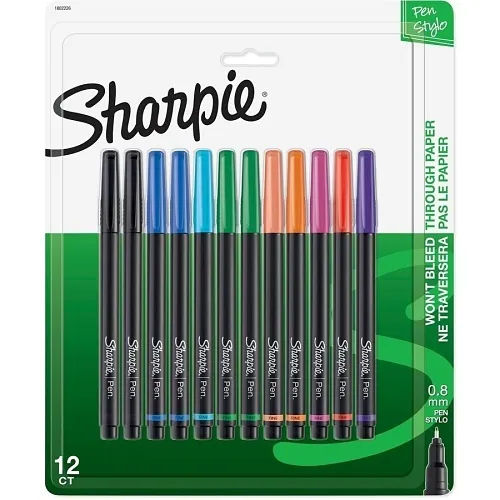 Sharpie 1802226 Pen Stylo, Fine Point, Assorted Colors, 12-Pack