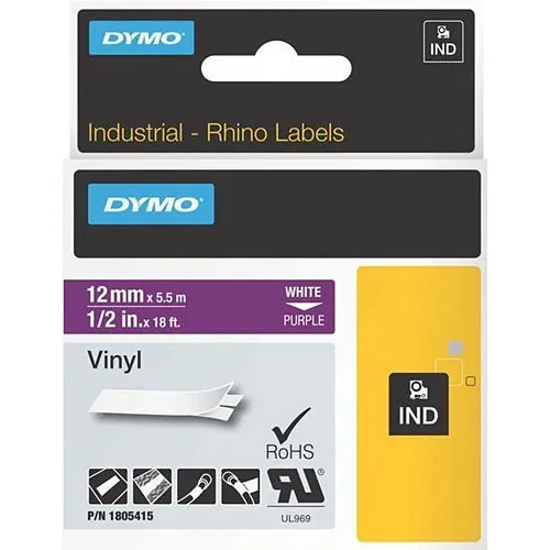 DYMO 1805415 Label Maker, Rhino 1/2-Inch Purple Vinyl with White Print