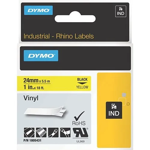 DYMO 1805431 Rhino 1-Inch Yellow Vinyl Label Maker