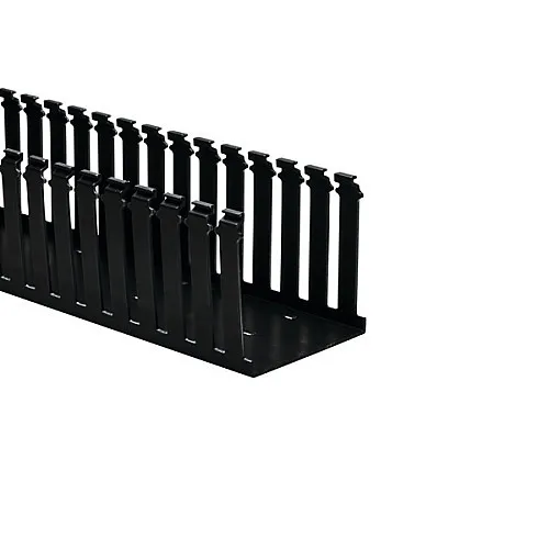 HellermannTyton 181-44019 Slotted Wall Wiring PVC Duct, 4"x4", Non-Adhesive, 30', Black