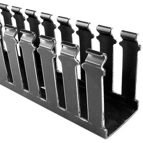 HellermannTyton 181-44020 Slotted Wall Wiring Duct, 4" 4", Non-Adhesive, PVC, Black, 120' Per Carton