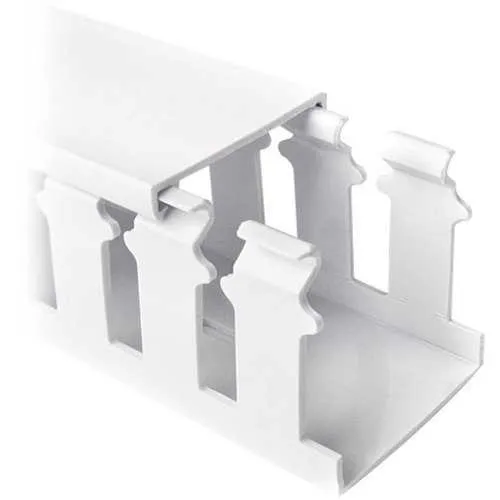 HellermannTyton 181-44031 Non-Adhesive PVC Slotted Wall Duct, 4"x4", 120', White