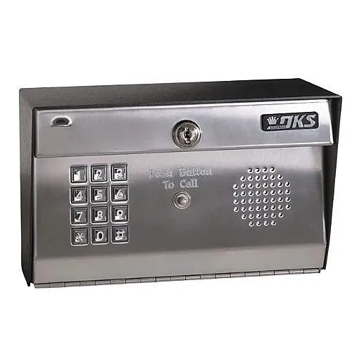 DoorKing 1812 Classic Surface Mount Telephone Intercom System, Black Housing, Stainless Steel