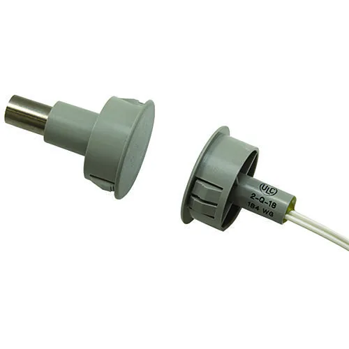 GRI 184-12WG 184 Series 1" Steel Door Recessed Switch Set, Wide Gap, 10W, 200VDC, 0.40 Amp, Closed Loop, N/O, A, and U.L. 10C Fire Rated Gray