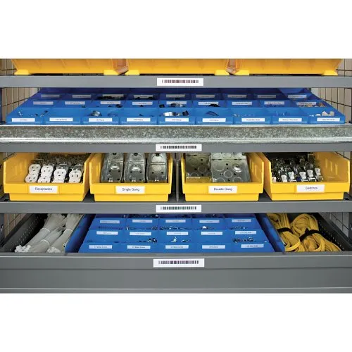 DYMO 18445 Industrial Vinyl Labels 3/4" x 18', Black Print on White