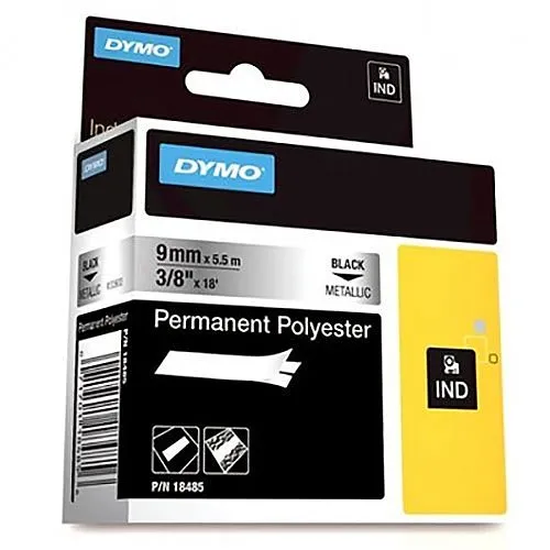 DYMO 18485 Label Maker, 3/8" by 18" Metallic Silver Permanent Polyester Label