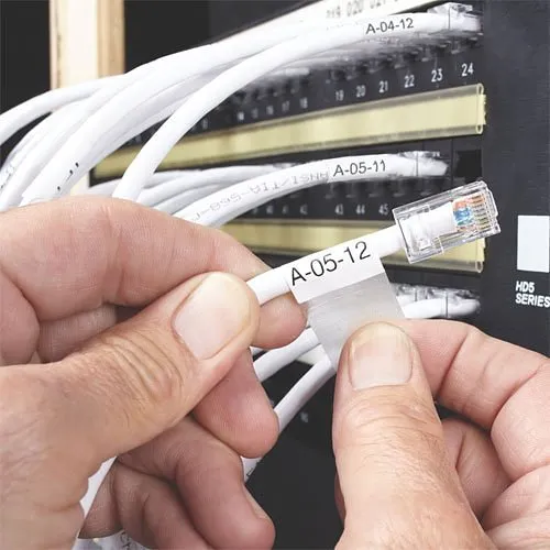 DYMO 1868705 XTL Laminated Wire Cable Wrap, 13/16in x 1.6in, Black Print on White