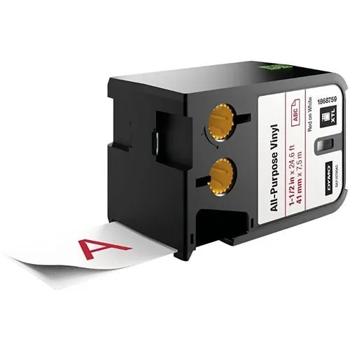 DYMO 1868759 XTL 1.5" 41MM Red/White Vinyl Continuous Tape Label Maker