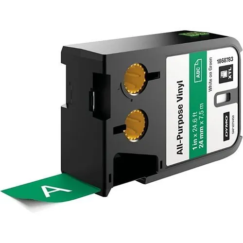 DYMO 1868783 XTL 1" 24MM WT/GN Vinyl Label Maker