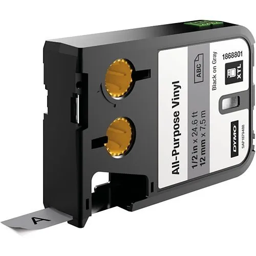 DYMO 1868801 XTL All-Purpose Vinyl Label Maker, 0.5"es (12 mm), Black and Gray