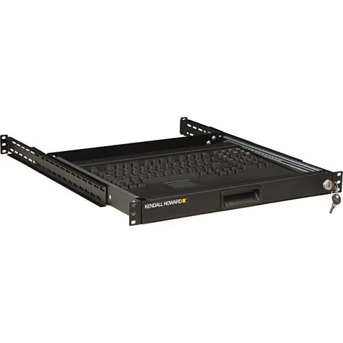 Kendall Howard 1910-3-003-01 Rackmount 4-Post Sliding Keyboard Tray, 1U, CRS, Black