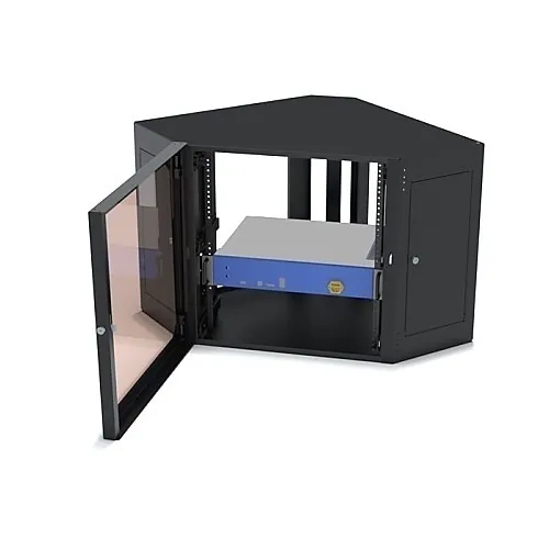 Kendall Howard 1915-3-700-12 Corner Wall Mount Cabinet, 12U, Black