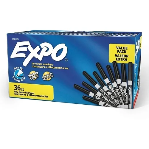 Expo 1921062 Low Odor Dry Erase Markers, Fine Point, 36-Pack, Black