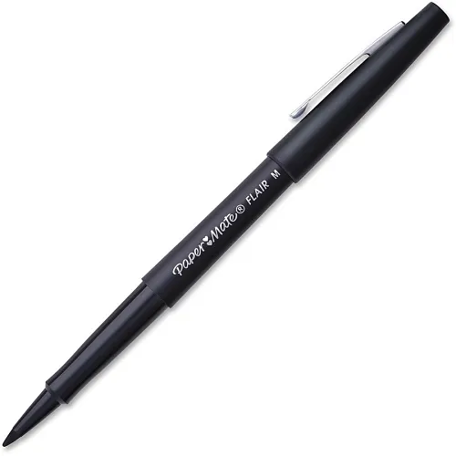 Paper Mate 1921070 Point Guard Flair Felt Tip Porous Point Pen, Stick, Medium 0.7 mm, Black Ink, Black Barrel, 36-Box