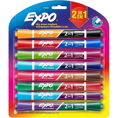 Expo 1944658 Dual Ended Low Odor Assorted Chisel Tip Markers, 16-Pack