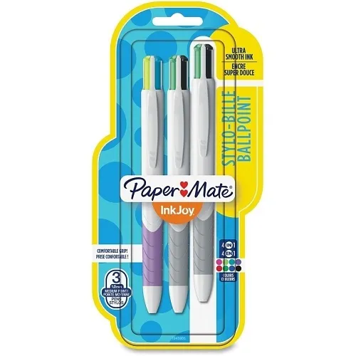 Paper Mate 1945905 InkJoy Quatro Retractable Ballpoint Pens, Medium Point, 1.0mm, Assorted Colors, 3-Pack