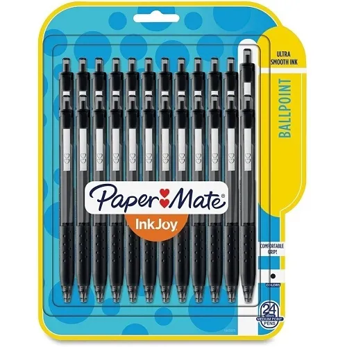 Paper Mate 1945925 InkJoy 300RT Ballpoint Pen, Retractable, Medium 1mm, Black Ink, Black Barrel, 24-Pack