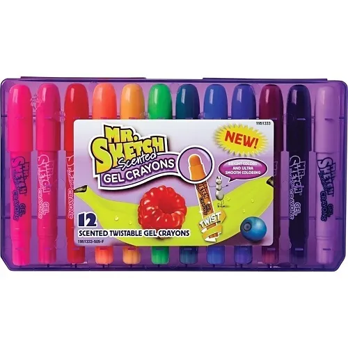 Mr. Sketch 1951333 Scented Twistable Gel Crayons, Medium Size, Assorted, 12-Pack