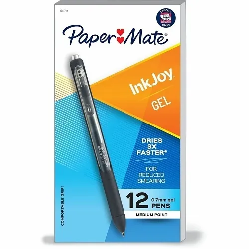 Paper Mate 1951719 InkJoy Retractable Gel Pens, Medium Point, 0.7mm, Black, 12-Pack