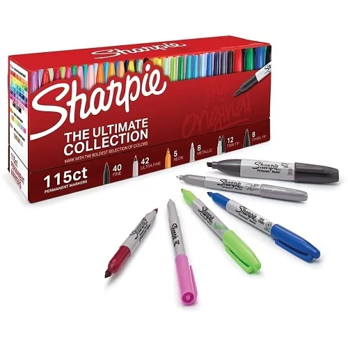 Sharpie 1983255 Permanent Markers Ultimate Collection, Assorted Tips and Colors, 115-Pack