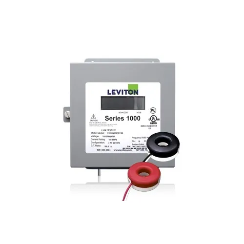 Leviton 1K240-1SW Electric Meter Kit, Submeter, Indoor, 120/240V, 1-Phase 3-Wire, Max 100A, 2-Solid Core Current Transformers