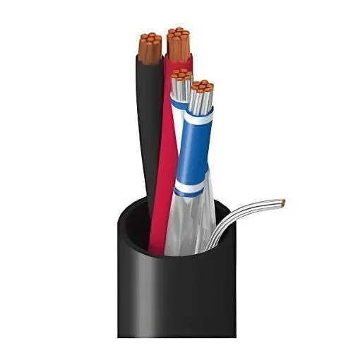 West Penn 1PR2216PBK1000 22/1-Pair Access Control Cable, Shielded with 16/2 Unshielded, OSDP CMP, 1000', Black