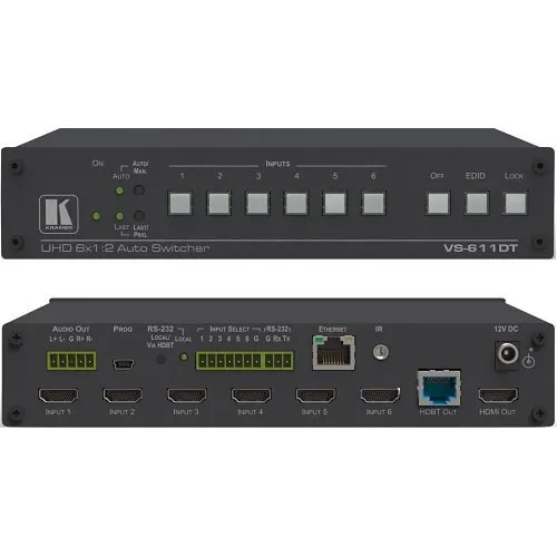 Kramer 20-00611090 VS-611DT 6:1 4K Auto Switcher with HDMI and HDBT Outputs