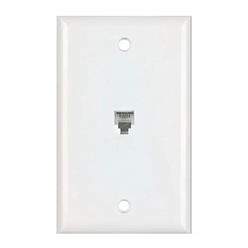 DataComm 20-1512 Color-Rite Phone Plate, Standard Size, Single-Gang, White