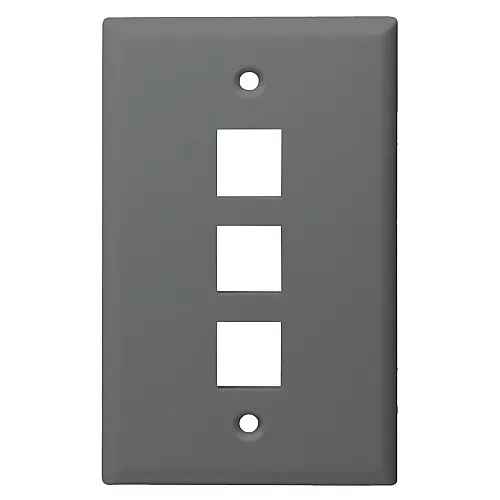 DataComm 20-3003-GY Keystone Plate, 3-Port Standard Size, Gray