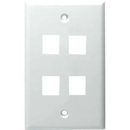 DataComm 20-3004-GY Keystone Plate, 4-Port Standard Size, UL, Gray