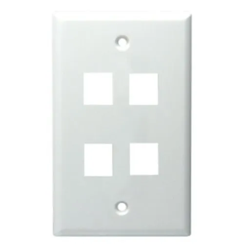 DataComm 20-3004-WH Keystone Plate, 4-Port Standard Size, UL, White