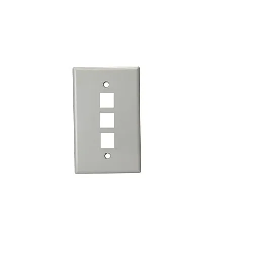 DataComm 20-3013-GY 3-Port Mid-Size UL Keystone Plate, Gray