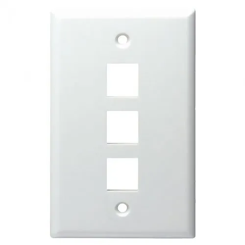 DataComm 20-3013-WH Keystone Plate, 3-Port Mid-Size, White, UL