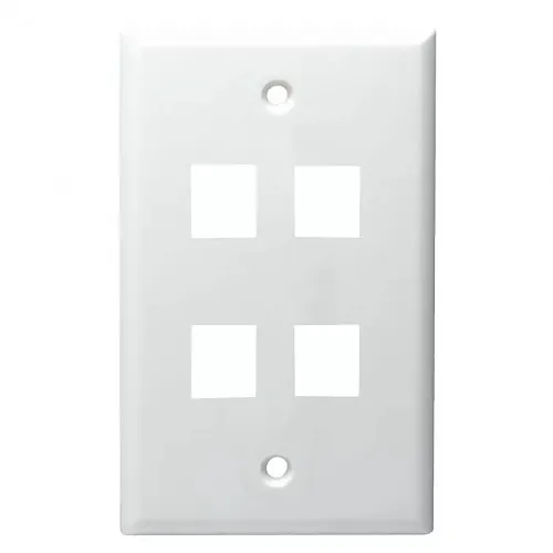 DataComm 20-3014-WH Keystone Plate, 4-Port Mid-Size, White