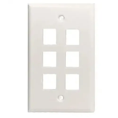 DataComm 20-3016-WH Keystone Plate, 6-Port Mid-Size, White