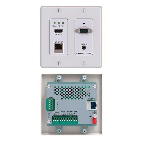 Kramer WP-20/USB HDMI and XGA - Ethernet, Bidirectional RS-232 and Stereo HDBaseT Transmitter, Black