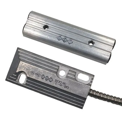 GRI 200-36WG Floor Mount Industrial Overhead Door Switch Set, 2-1/2" Wide Gap, 10W, 200VDC, 0.50A, Closed Loop, N/O, and 36" Stainless-Steel Armored Cable, Aluminum