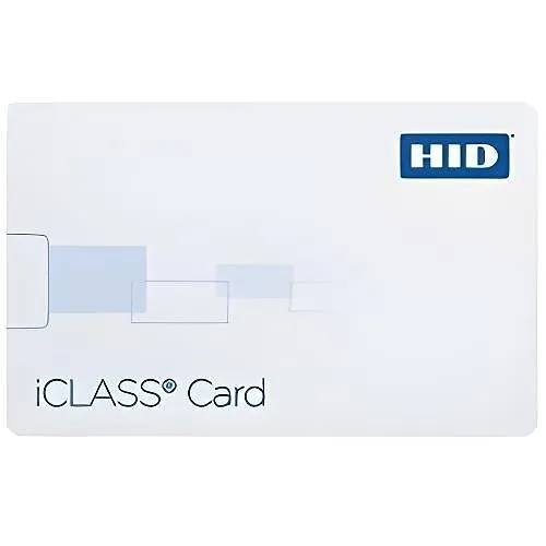 HID 2000HPGGAV iCLASS Card 200, 2k Bits, 2-Application Areas, SIO and standard iCLASS, Sequential Matching Numbering Encoded/Printed, Vertical Slot Punch, Glossy Front and Back, White