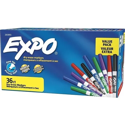 Expo 2003893 Low Odor Dry Erase Markers, Fine Tip, Assorted Colors, 36-Pack