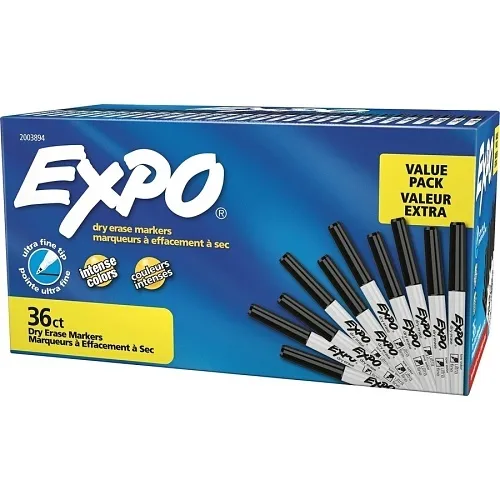 Expo 2003894 Low-Odor Dry Erase Marker Office Value Pack, Extra-Fine Bullet Tip, Black, 36-Pack