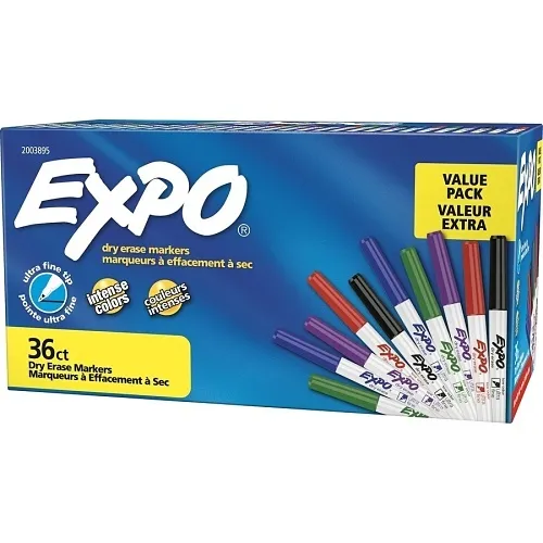 Expo 2003895 Low-Odor Dry Erase Marker Office Value Pack, Extra-Fine Bullet Tip, Assorted Colors, 36-Pack